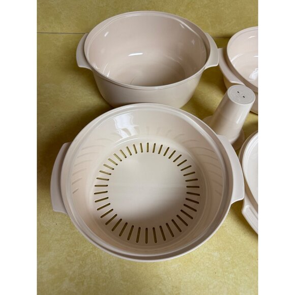 Vintage Tupperware 5 PC Stack Cooker Set Cookbook Microwave Cooking - Picture 3 of 10